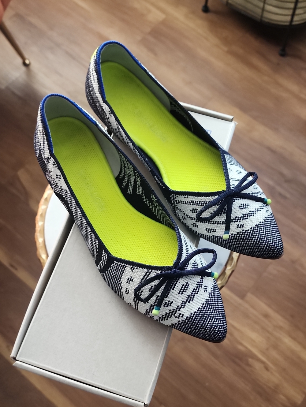 Rothy's Blue And White Flats